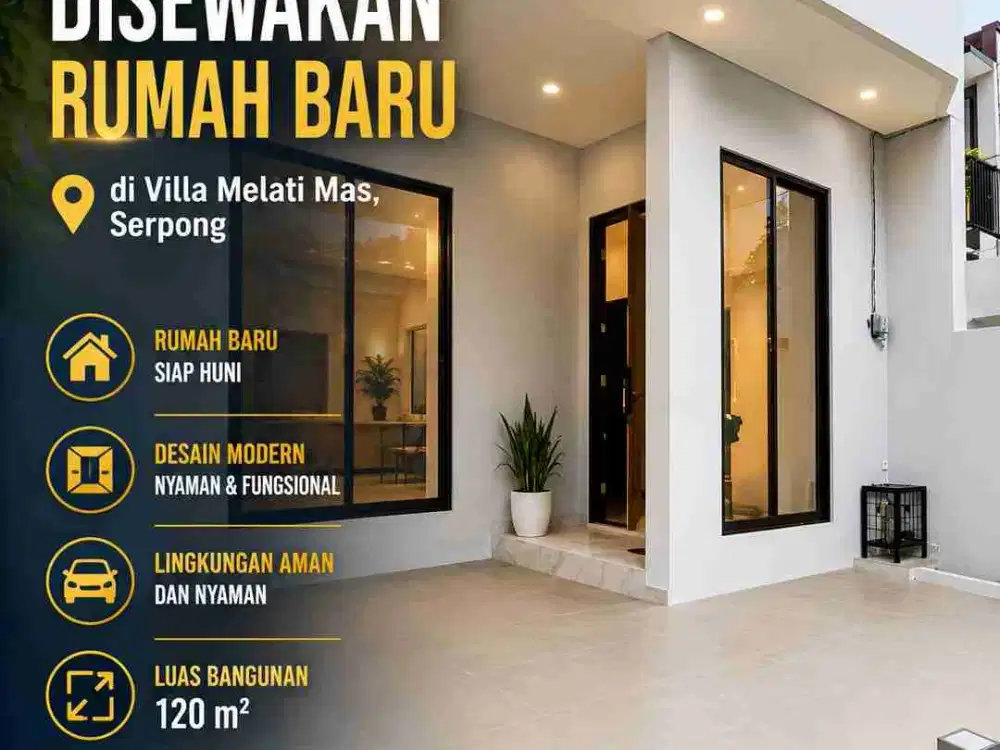 DISEWAKAN rumah baru di Villa Melati Mas Serpong