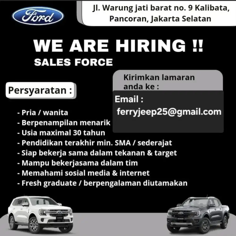 Di Cari Sales Force Segera