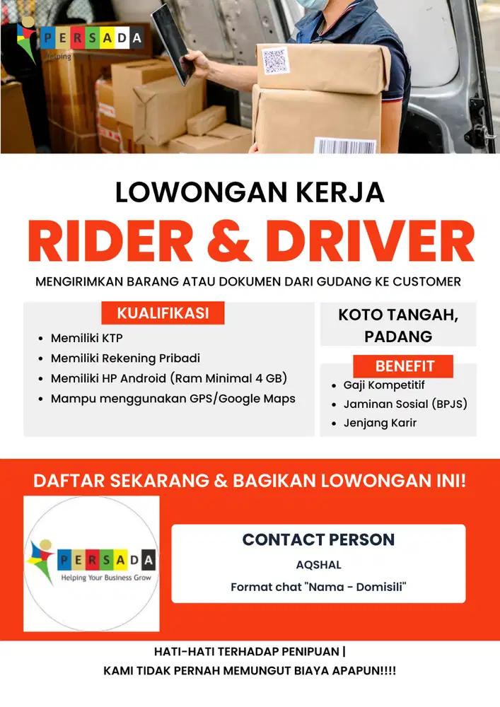 LOWONGAN KURIR EKSPEDISI, PADANG