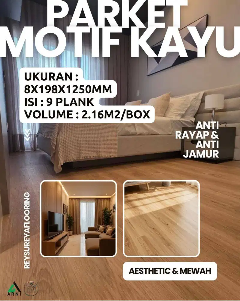 Parket ARNI Lantai Kayu Laminate/ Tebal 8mm/ Anti Rayap