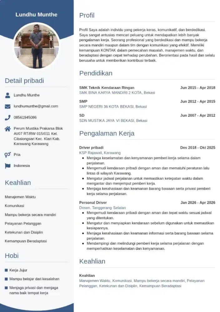 Info lowongan driver SIM A