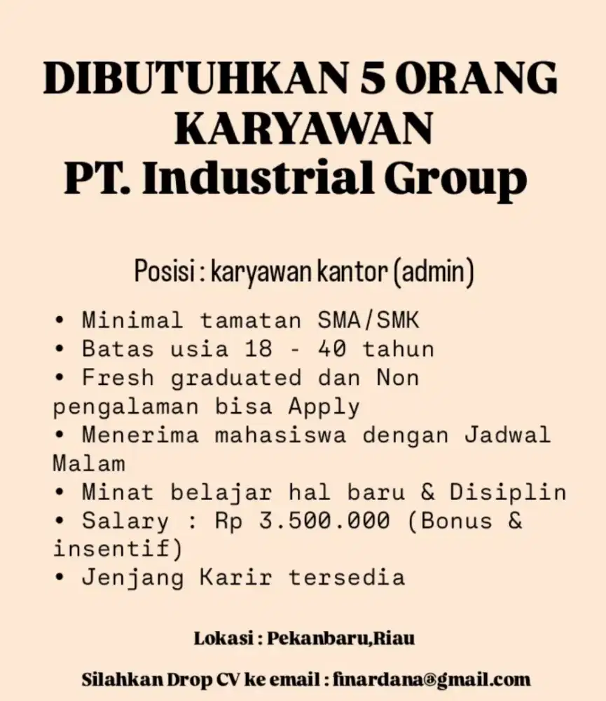 Lowongan Kerja Pekanbru,Riau