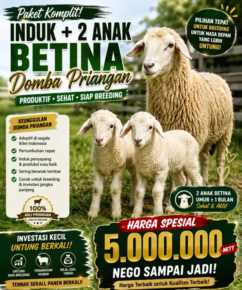 Jual induk + 2 anak betina