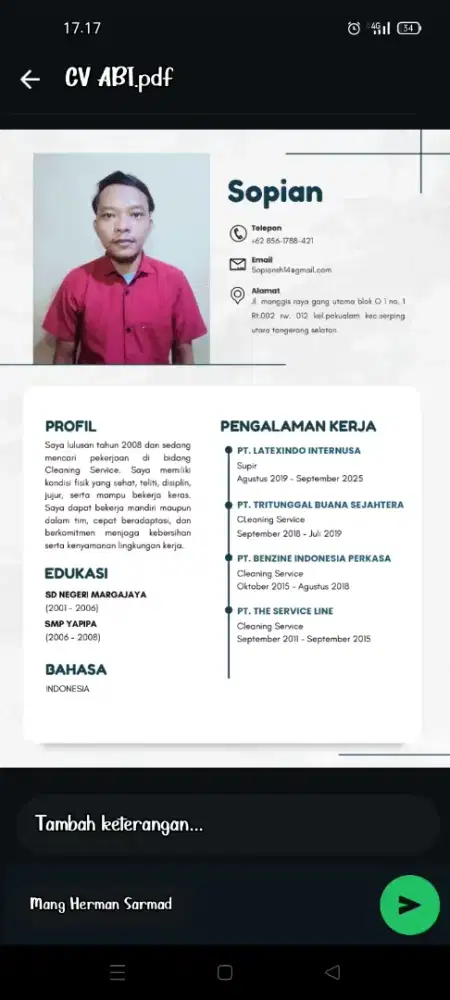 Mencari pekerjaan driver/supir pribadi