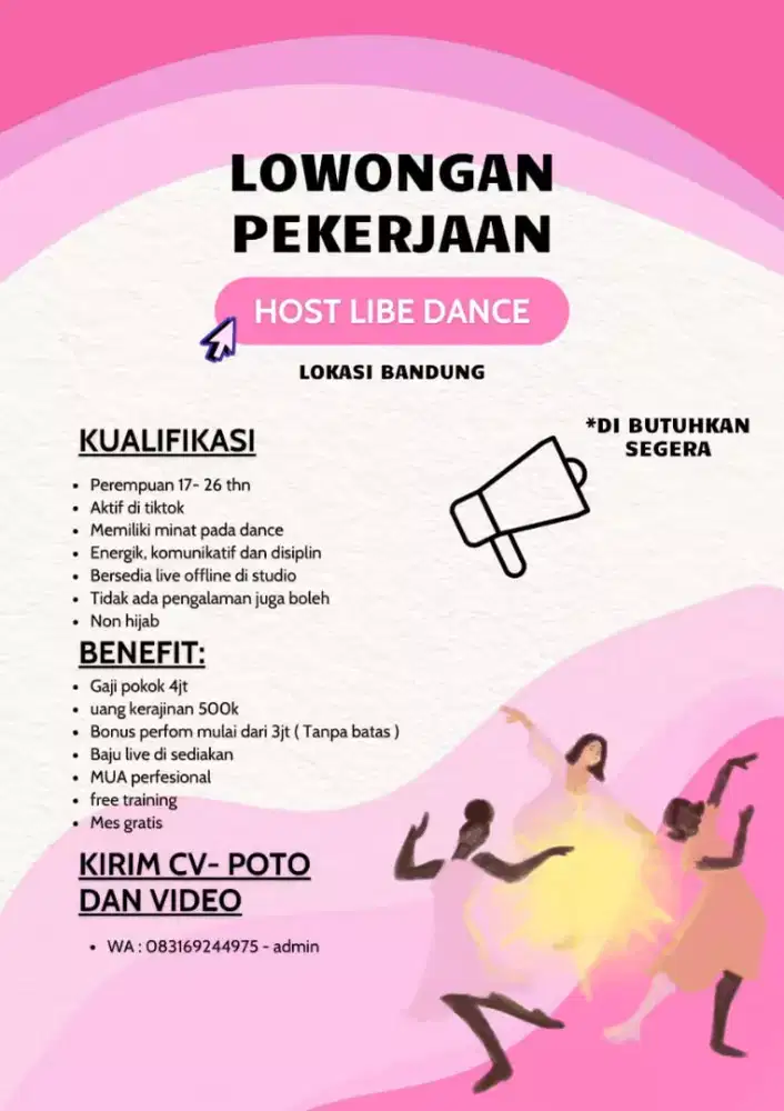 Di butuhkan segera live dance tiktok bagi wanita