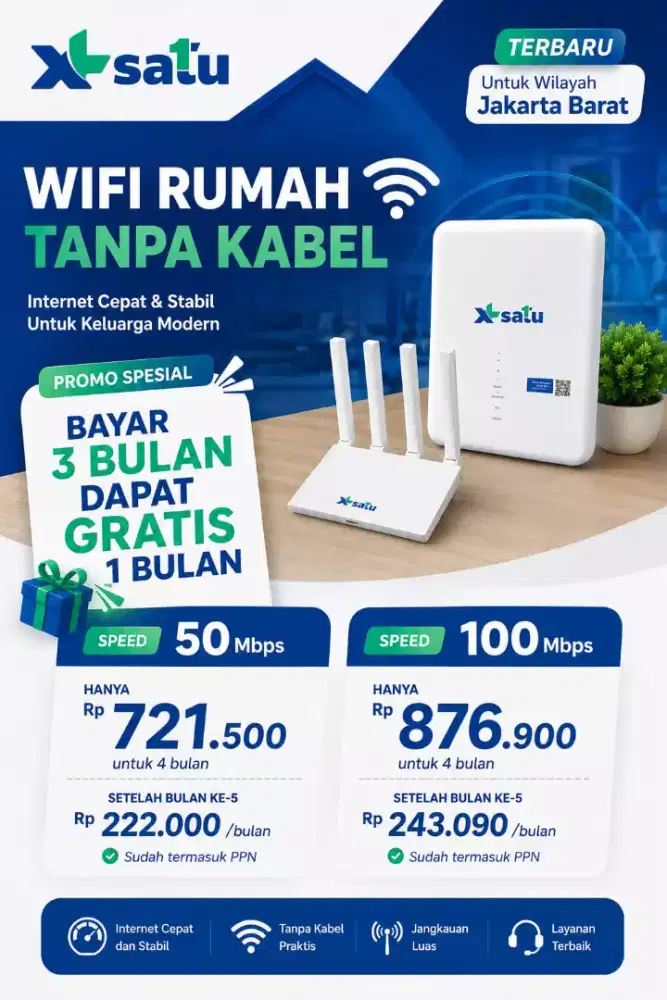Wifi XL home dengan kecepatan internet cepat dan stabil