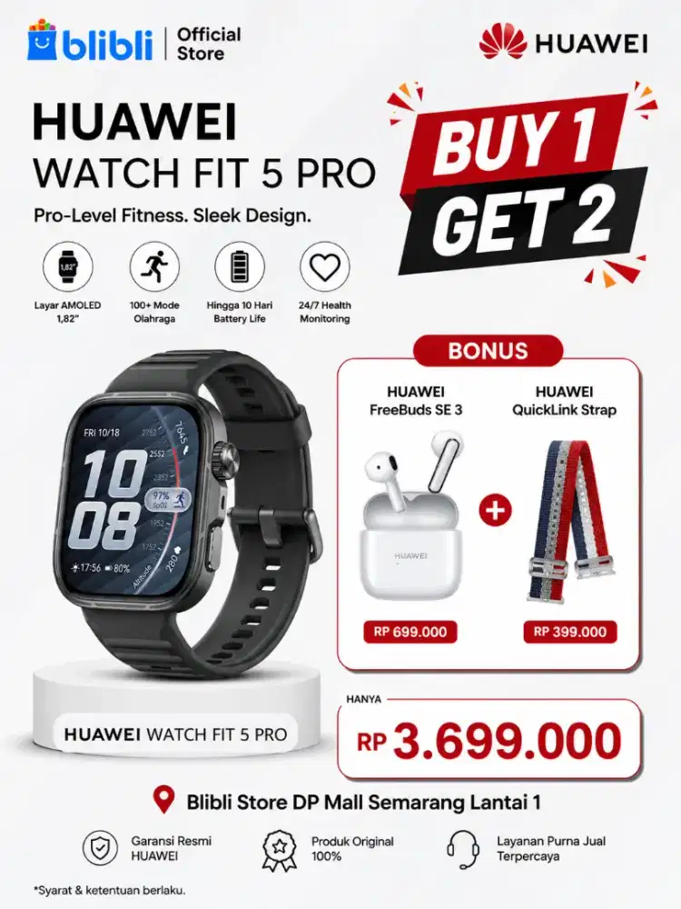 Huawei Watch Fit 5 Series Cicilan 0% Tanpa DP Hingga 12 Bulan