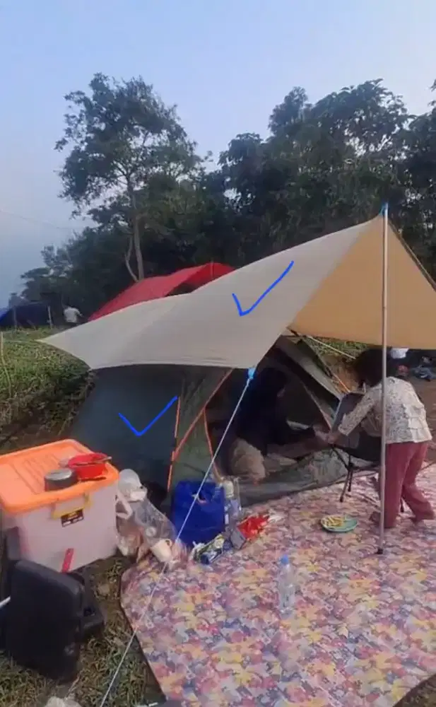 Tenda camping model lipat dan fly sheet 2x3m
