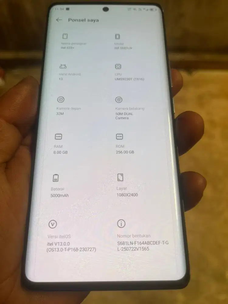 Itel S23 plus 8/256 GB LENGKAP