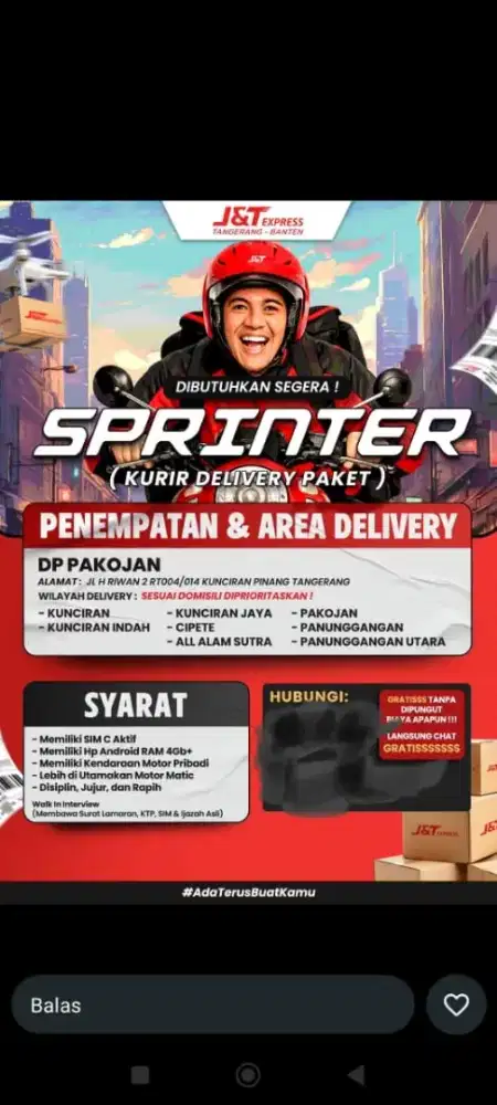 Dibutuhkan segera Sprinter (kurir)