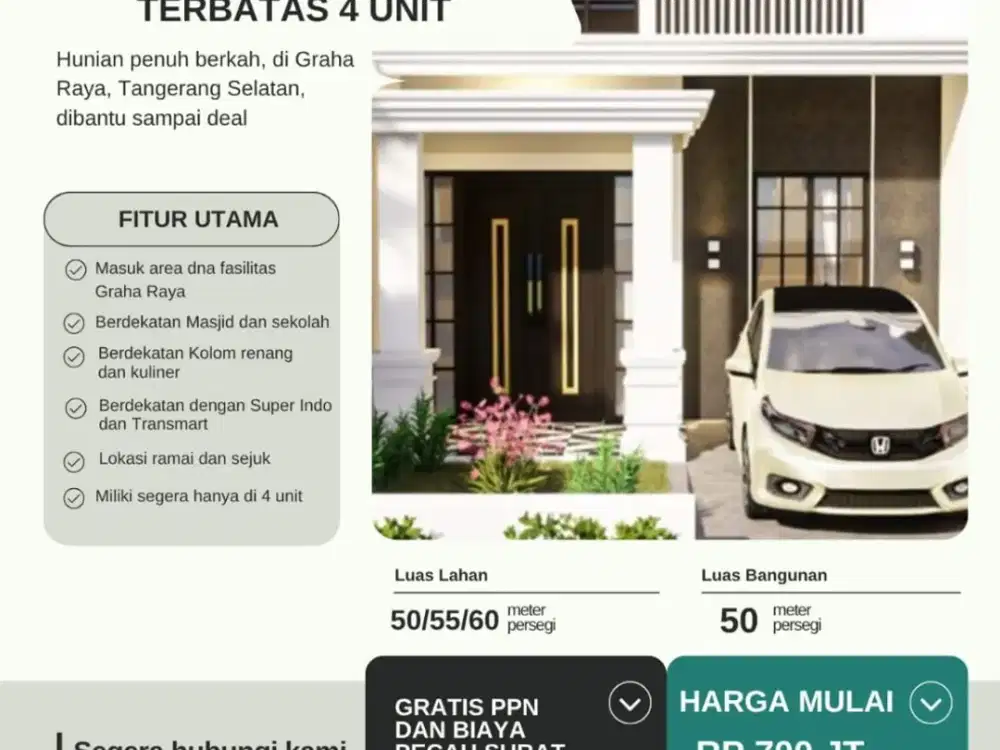 Dijual cepat rumah di graha raya  Tangerang