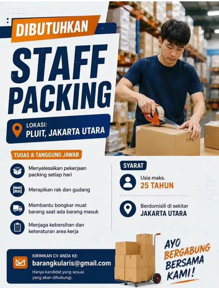 Packing Staff dibutuhan Packer