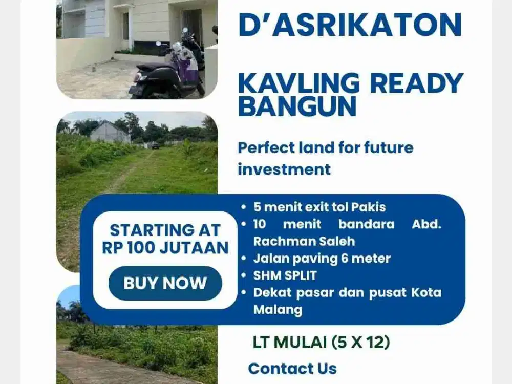 Dijual tanah kavling potensial dekat exit tol pakis malang
