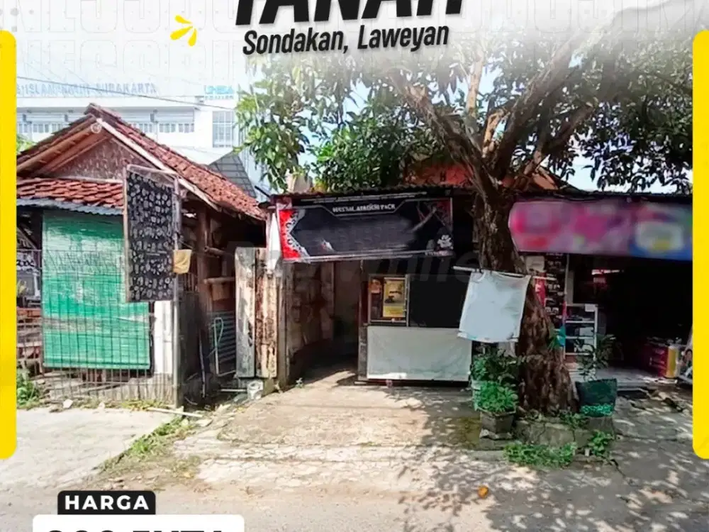 Tanah Dijual di Sondakan Laweyan Solo Strategis Bonus Bangunan Tengah Kota