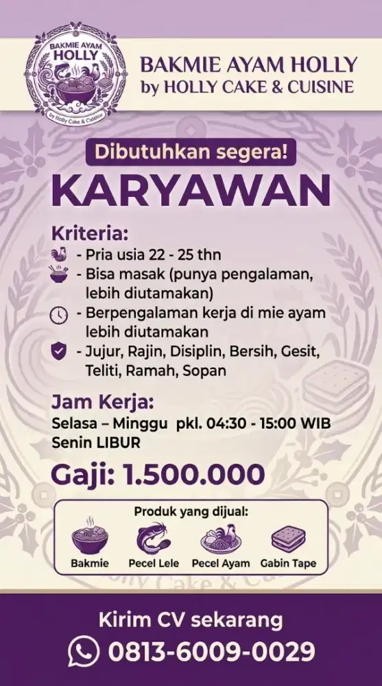 Dibutuhkan segera karyawan