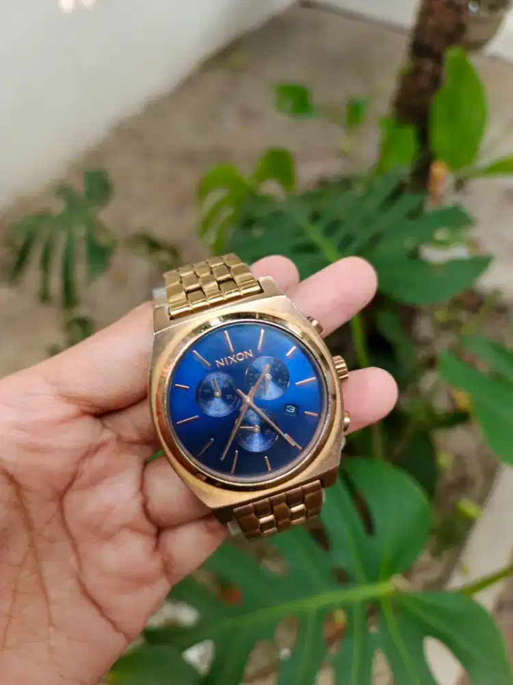 Nixon time teller chrono All rose gold / navy sunray
