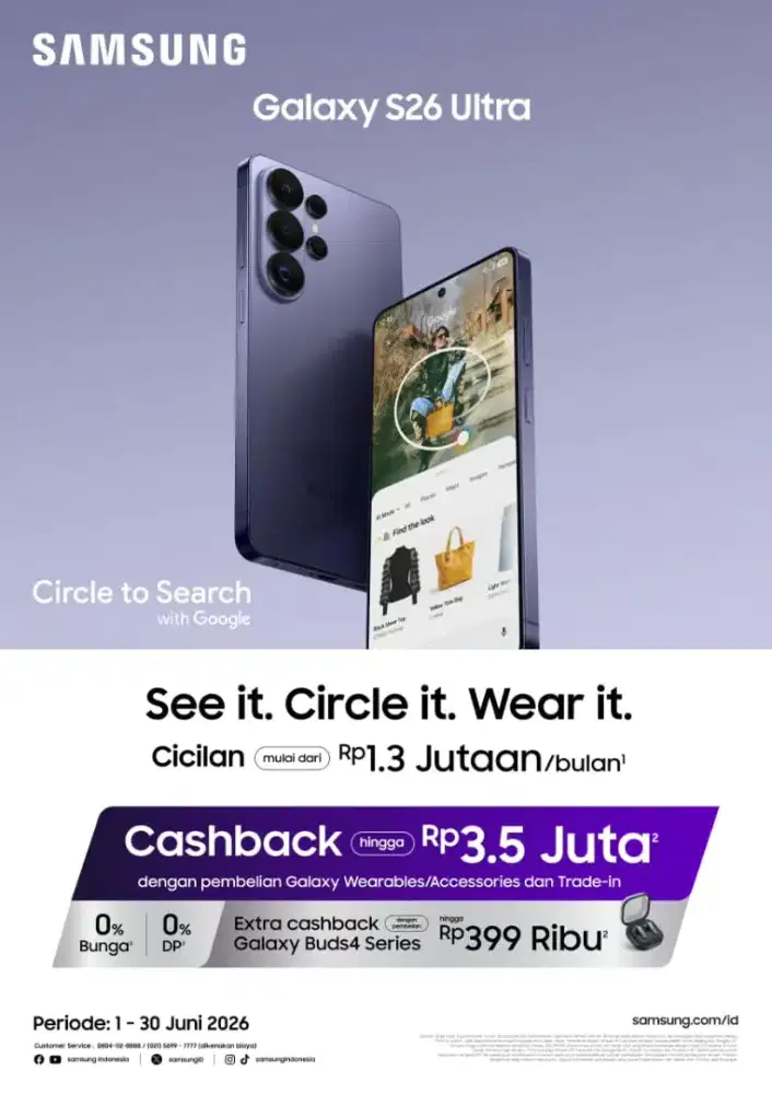 SAMSUNG GALAXY S26 ULTRA FREE POTONGAN upto 4jt cicilan 0%