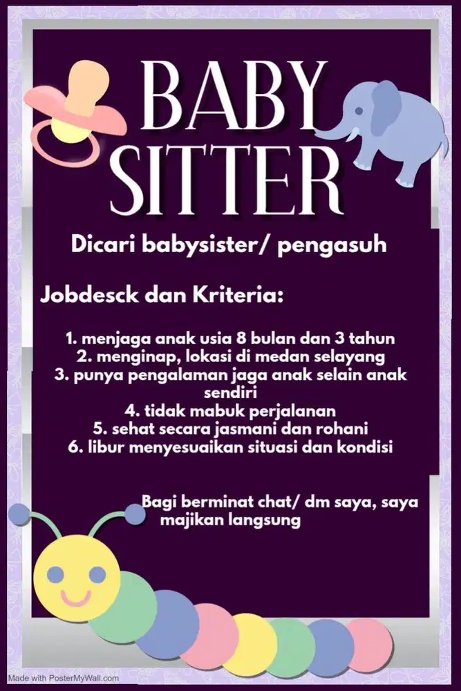 Lowongan kerja jaga anak/ babysister
