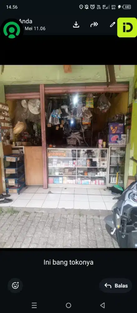 Disewakan ruko ukuran 4 kali7 meter bekas asesoris acdan toko listrik