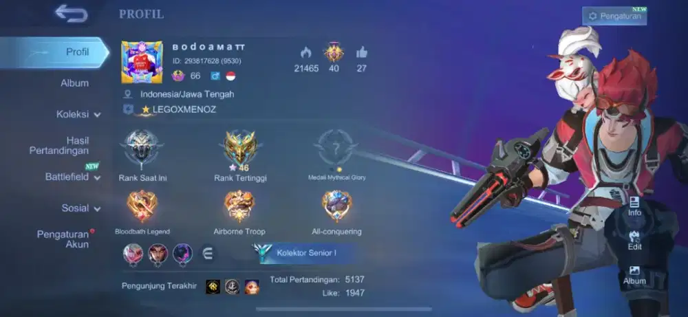 Jual akun ml murah
