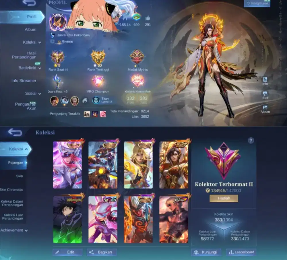 Jual akun ml bb stok pribadi aman