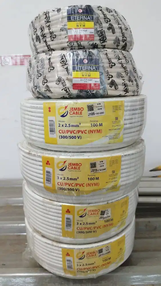 JUAL KABEL CU/PVC/PVC (NYM) 2x1.5mm, 3x2.5mm MERK ETERNA DAN JEMBO