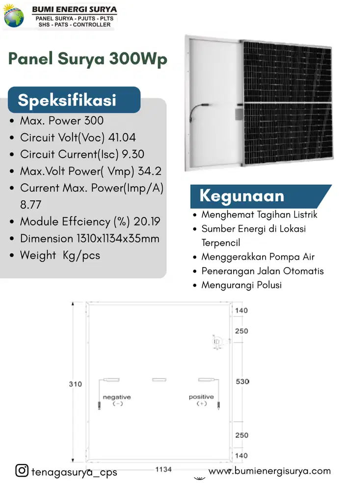 Panel Surya Monocrystaline 300Wp