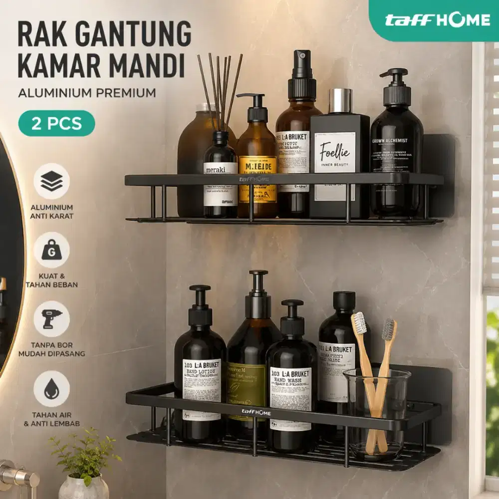 Rak Gantung Kamar Mandi Organizer Rack Aluminium 2 PCS
