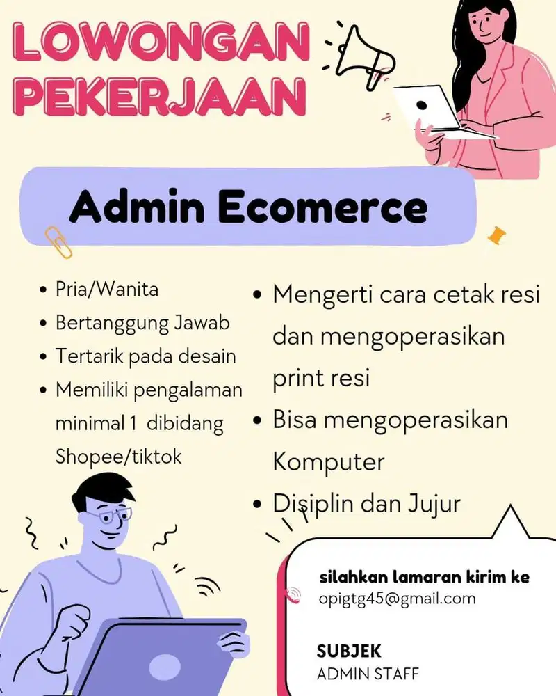 Lowongan kerja Admin gratis