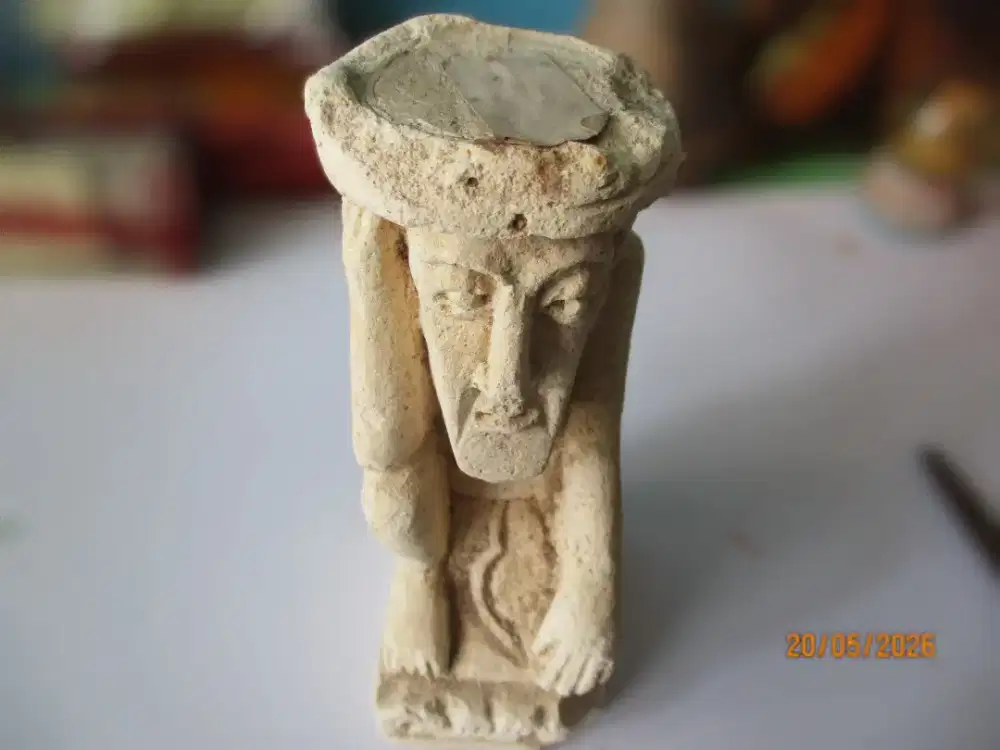 Vintage Primitive Tribal Limestone Statue
