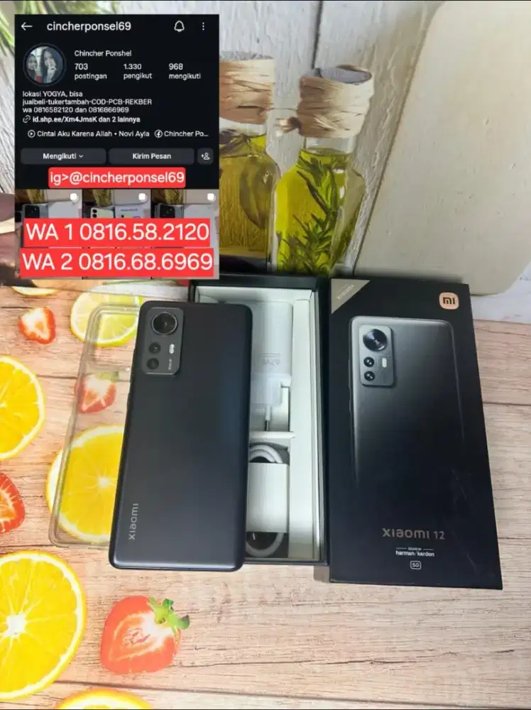 Jual hp Xiaomi 12 5G 8/256 likenew istimewa