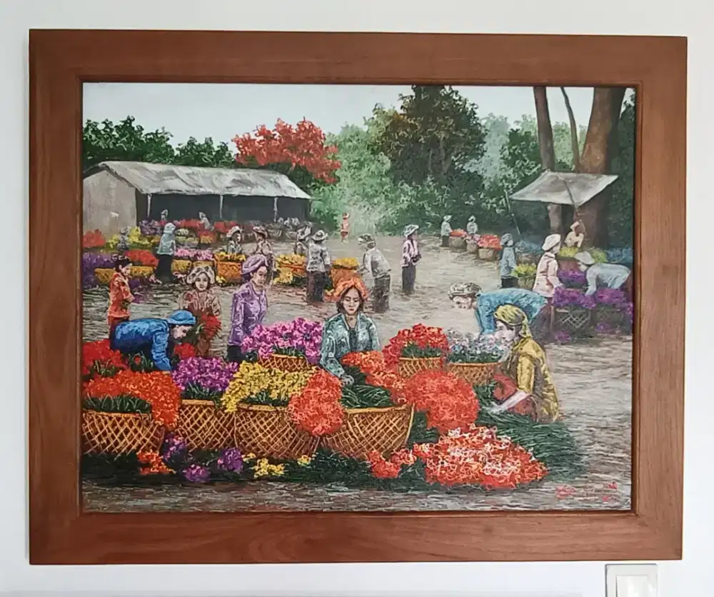 Lukisan Pasar Bunga di Bali