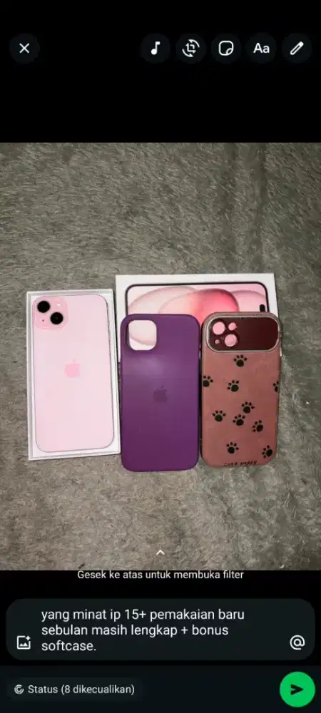 Jual cepat iphone 15 plus 128 Pink Fullset Ex Inter