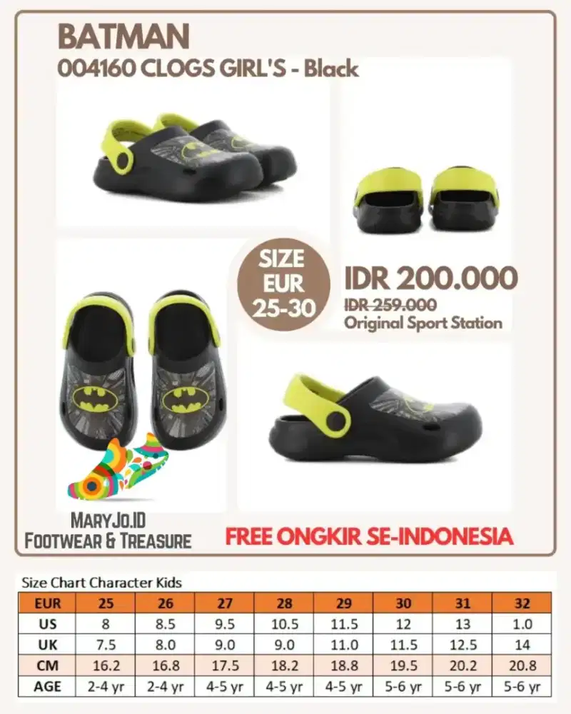 Batman Clogs Boys - Black : Size 25, 26, 27, 28, 29, 30