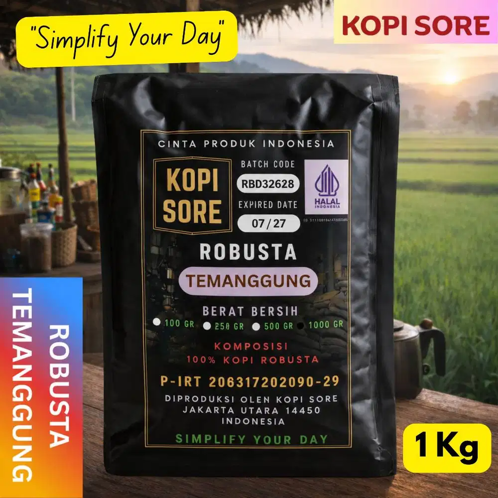 KOPI ROBUSTA TEMANGGUNG Premium 1Kg - Nutty, Body Tebal, Aroma Harum