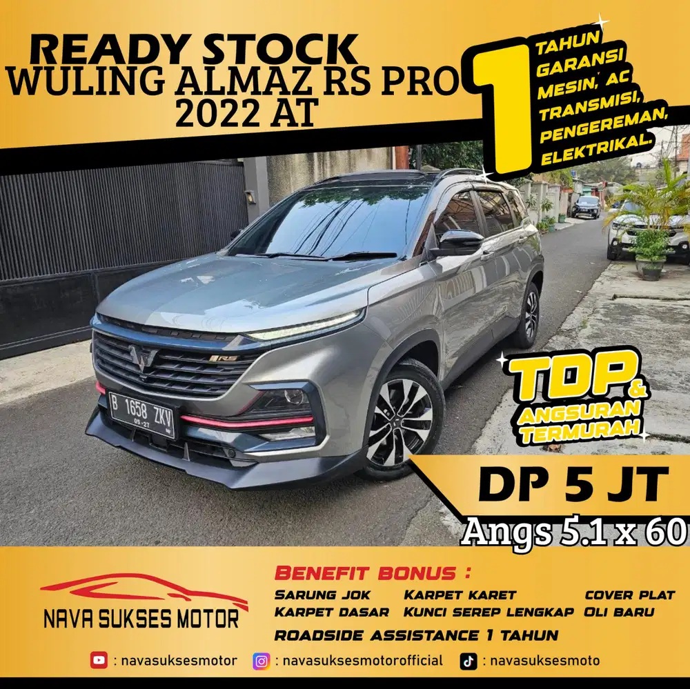 TDP 5 Jt Angs Termurah Wuling Almaz RS Pro 2022 Matic Abu Abu Low Km
