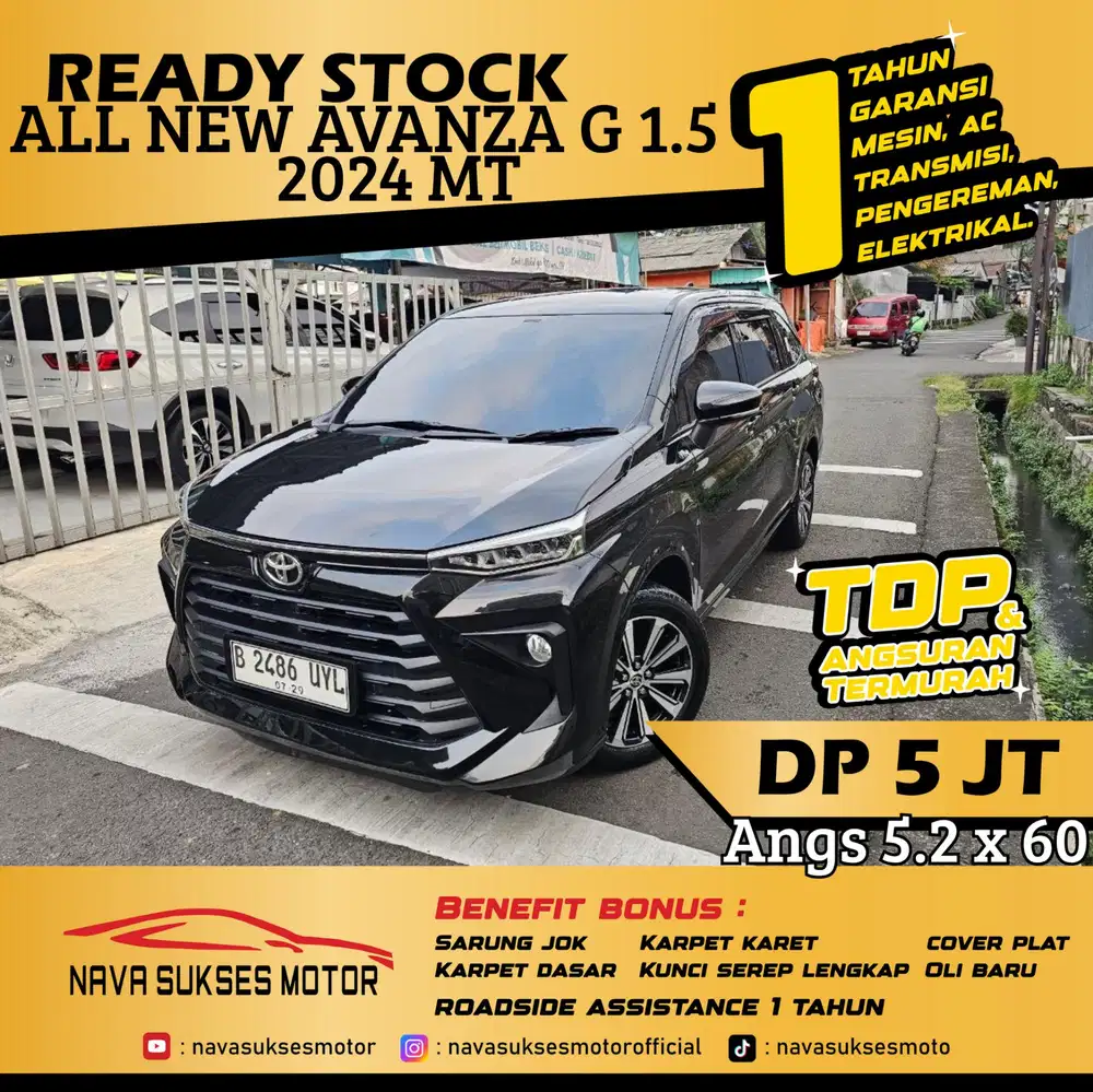 TDP 5 Jt Angs Termurah All New Avanza G 1.5 2024 Manual Hitam Low Km