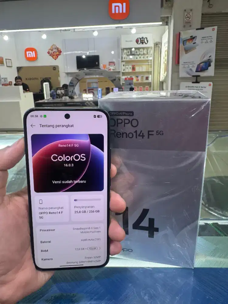 Oppo reno 14F 12/256 GB fullset like new garansi on november 20206
