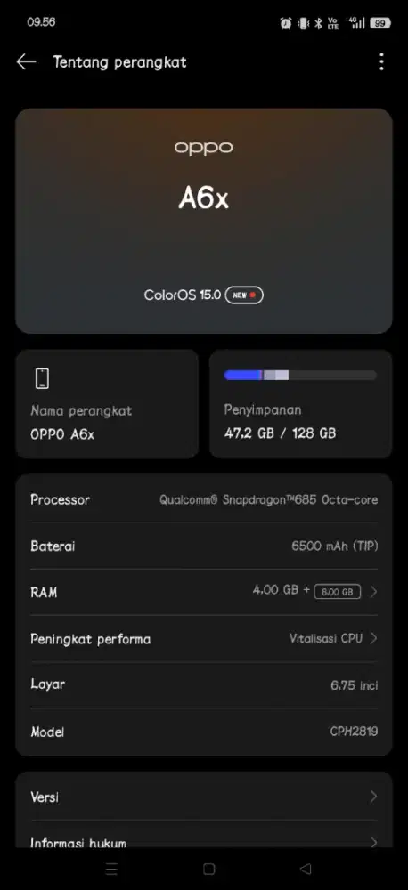 Oppo a6x 4+8/128 fullset