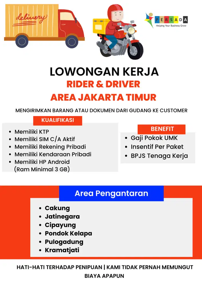 Lowongan kerja kurir ekspedisi area jakarta timur