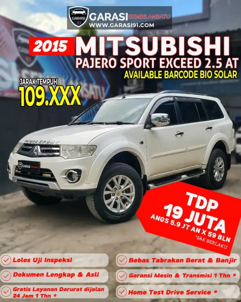 ‼️[ TDP 19 Jt ] ‼️Pajero sport Exceed Diesel At 2015