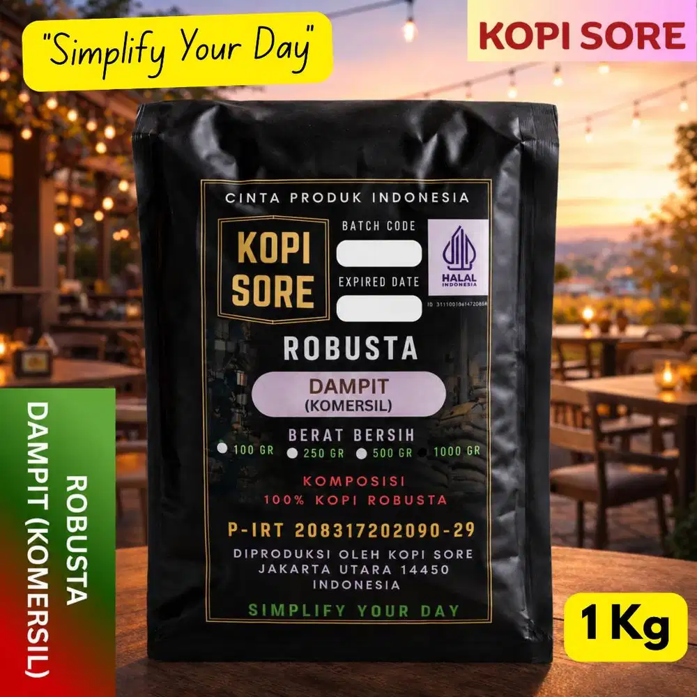 KOPI ROBUSTA DAMPIT 1Kg - Grade Komersil, Rasa Pahit Sedang, Kopi Susu