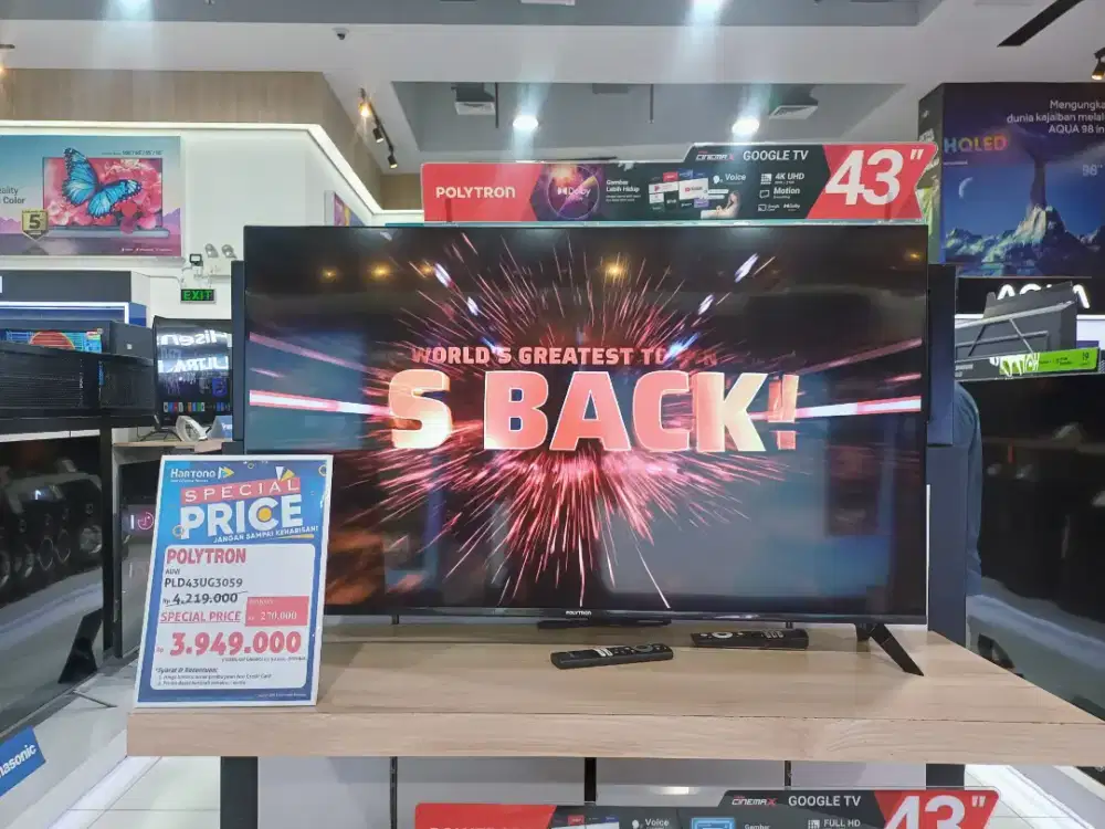 Cicilan tanpa kartu kredit DP 0% TV Polytron 43inch