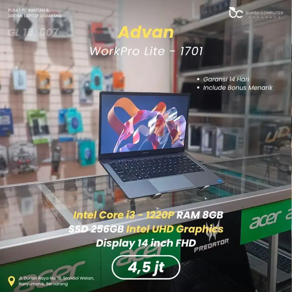 ADVAN Workpro Lite 1701 | Core i3 1220P 8GB 256GB