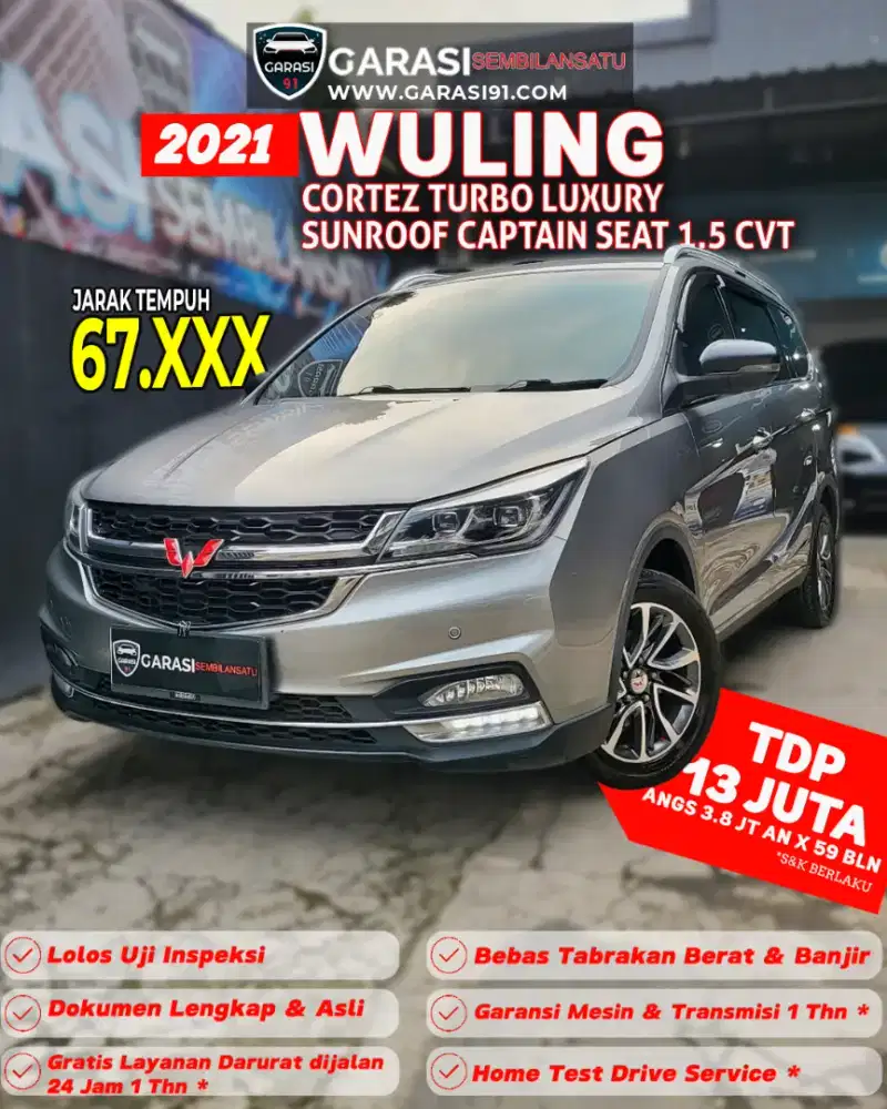 ‼️[ TDP 13 Jt ] Wuling Cortez s Lux sunroof 1.5 cvt 2021