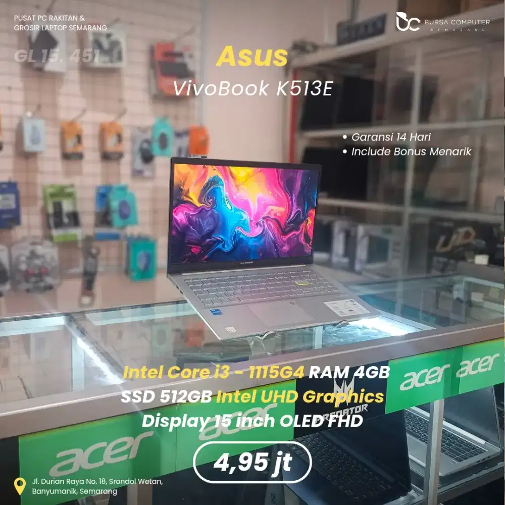 ASUS Vivobook 14-K513EA | Core i3 1115G4 4GB 512GB OLED