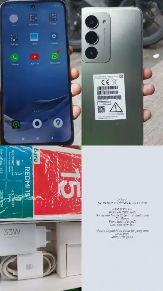 Jual/TT HP Second Original Redmi 15