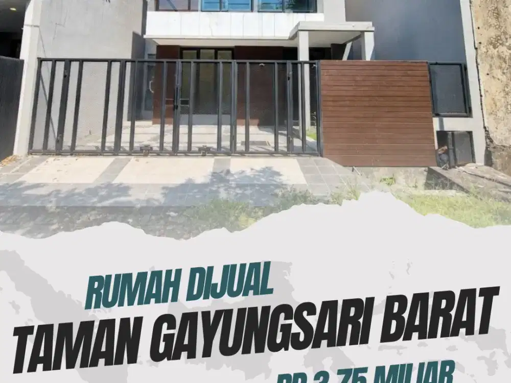 Rumah Baru Gress Taman Gayungsari Barat*Carport 2 Mobil Hadap Utara