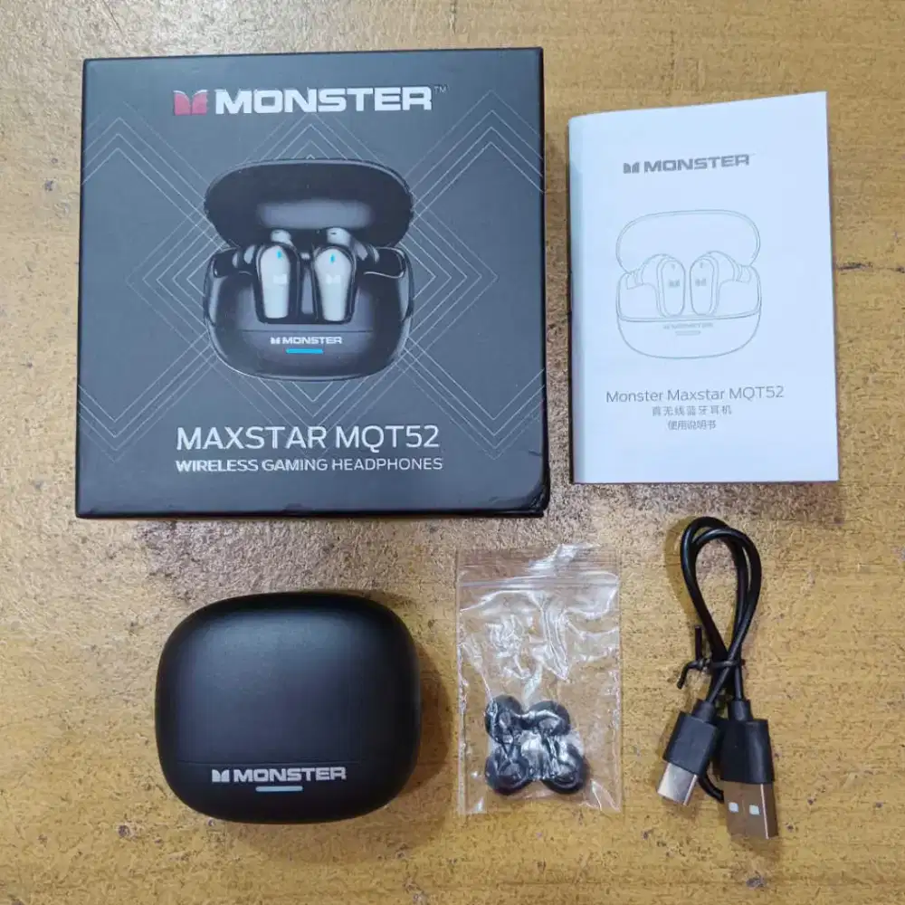 TWS Monster MQT52 Full Bass Bluetooth Gaming Earbuds Earphone