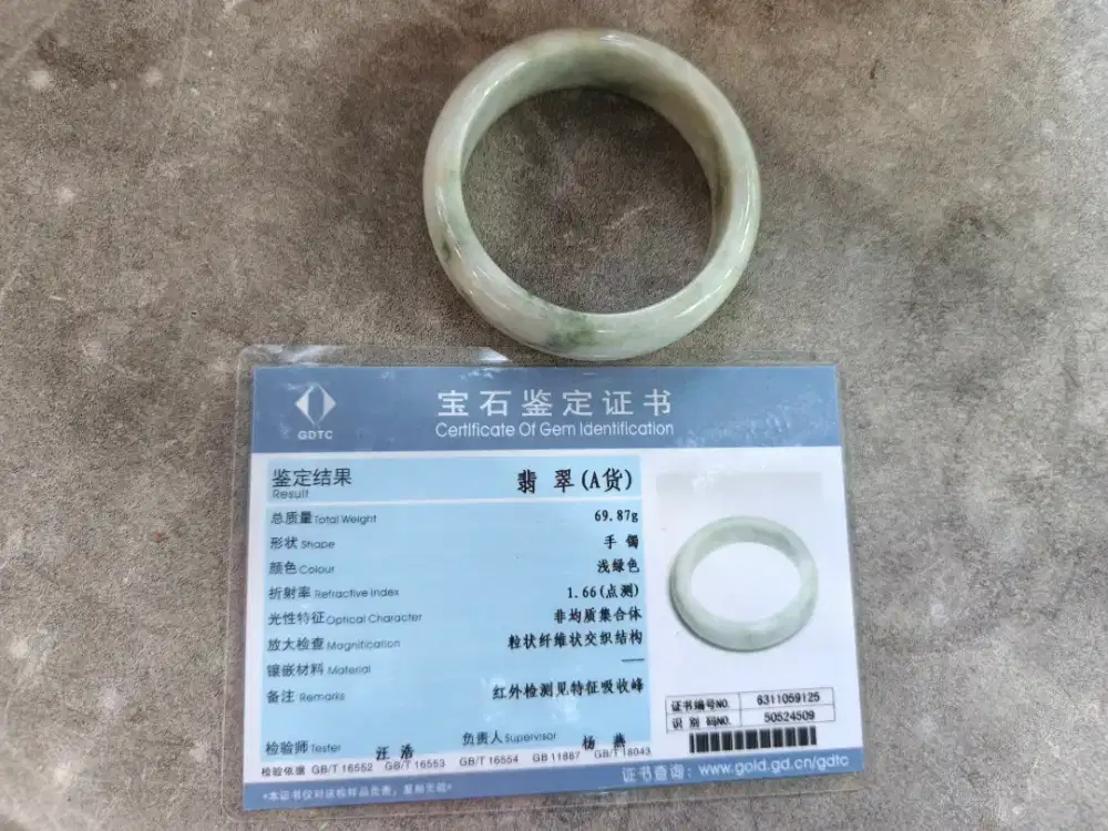 Gelang Jade Grade A bersertifikat
